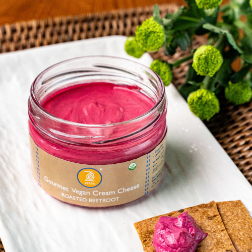 Vegan Cream Cheese – Creamy Roasted Beetroot Vegan cream cheese with creamy roasted beetroot, a smooth and colorful dairy-free spread